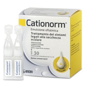 Cationorm Gocce - Collirio Lubrificante Idratante per Occhi Secchi - 30 Flaconcini Monodose x 0.4 ml