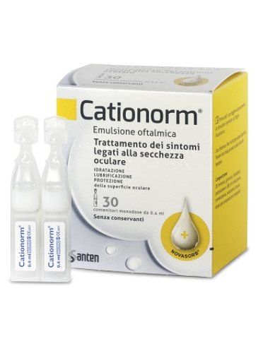 Cationorm gocce - collirio lubrificante idratante per occhi secchi - 30 flaconcini monodose x 0.4 ml