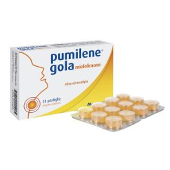 Pumilene Gola Balsamico - Integratore per Mal di Gola Miele e Limone - 24 Pastiglie