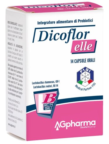 Dicoflor elle - integratore di probiotici per il riequilibrio della flora batterica vaginale - 14 capsule