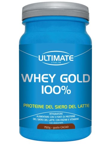 Ultimate whey gold 100% - integratore per massa muscolare gusto cacao - 750 g