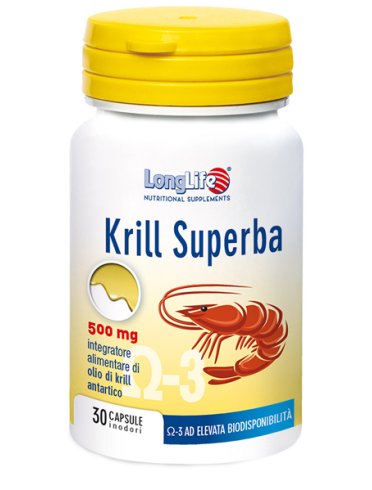 Longlife krill superba 500 mg - integratore di olio di krill - 30 capsule