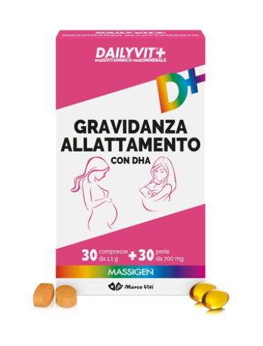 Massigen dailyvit+ gravidanza allattamento - integratore multivitaminico per donne in gravidanza - 30 compresse + 30 perle