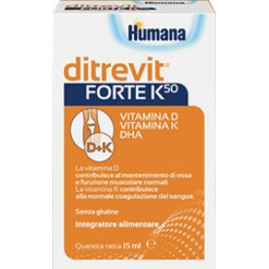 Humana Ditrevit Forte K50 - Integratore di Vitamina D e K - 15 ml