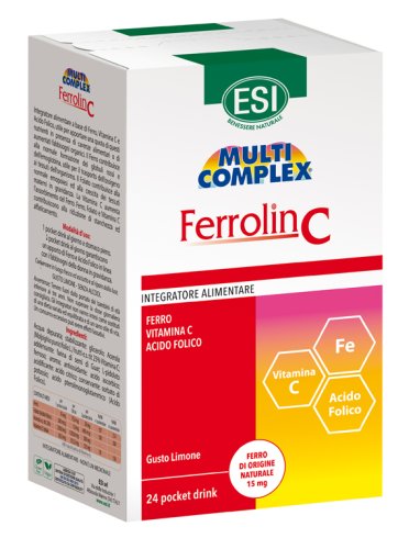 Esi ferrolin c pocket drink - integratore di ferro e vitamina c - 24 bustine