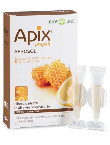 Apix propoli aerosol - dispositivo per la pulizia delle vie respiratorie - 10 fiale monodose x 2 ml