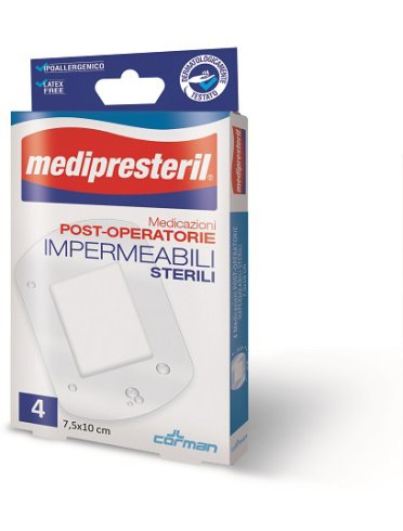 Medicazione post operatoria medipresteril impermeabile 7,5x10cm 4 pezzi