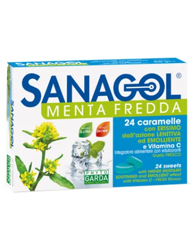 Sanagol menta fredda - integratore per la funzionalità delle vie respiratorie - 24 caramelle Sanagol menta fredda - integratore per la funzionalità delle vie respiratorie - 24 caramelle