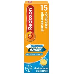 Redoxon Doppia Azione - Integratore di Vitamina C e Zinco - Gusto Arancia e Mandarino 15 Compresse Effervescenti