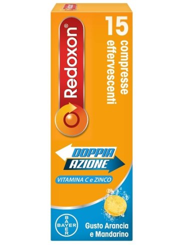 Redoxon doppia azione - integratore di vitamina c e zinco - gusto arancia e mandarino 15 compresse effervescenti