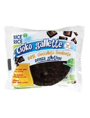 Rice&rice cioko gallette ricoperte di cioccolato fondente 33g senza lievito Rice&rice cioko gallette ricoperte di cioccolato fondente 33g senza lievito