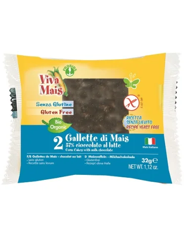 Viva mais galletta di mais ricoperta di cioccolato al latte32 g senza lievito