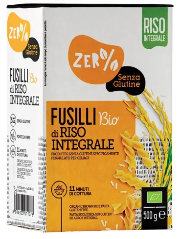 Zero% glutine fusilli di riso integrale senza glutine bio 500 g Zero% glutine fusilli di riso integrale senza glutine bio 500 g
