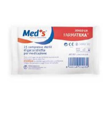 Garza compressa meds farmatexa idrofila 12/8 10x10 cm 25 pezzi Garza compressa meds farmatexa idrofila 12/8 10x10 cm 25 pezzi