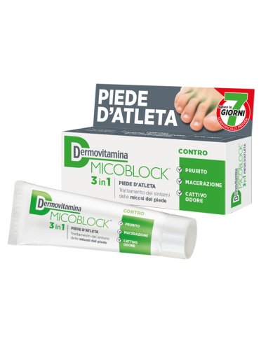 Dermovitamina micoblock 3 in 1 piede d'atleta - crema per trattamento di micosi - 30 ml