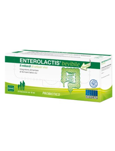 Enterolactis bevibile - integratore di fermenti lattici - 6 flaconcini da 10 ml