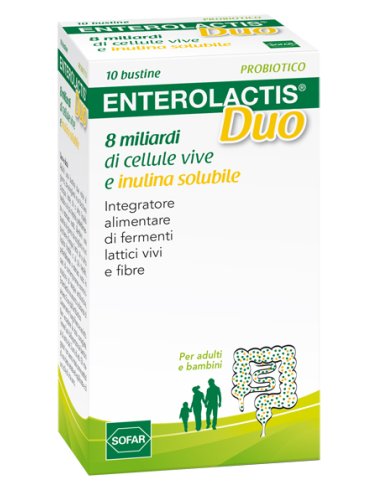 Enterolactis duo - integratore di fermenti lattici e fibre - 10 bustine