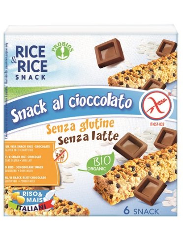 Rice&rice snack di riso al cioccolato 6 x 21 g senza lievito