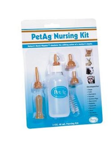 Nursing kit biberon da 60ml per animali + tettarelle varie misure + scovolino per pulizia