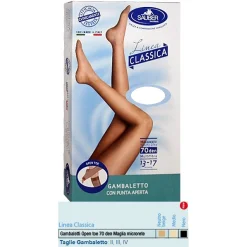 SAUBER GAMBALETTO OPEN TOE MAGLIA MICRORETE 70 DEN COLORE NEUTRO BEIGE TAGLIA 3 LINEA CLASSICA