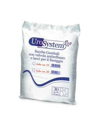 Sacca di drenaggio da gamba per incontinenza urosystem tubo35 cm 30 pezzi Sacca di drenaggio da gamba per incontinenza urosystem tubo35 cm 30 pezzi