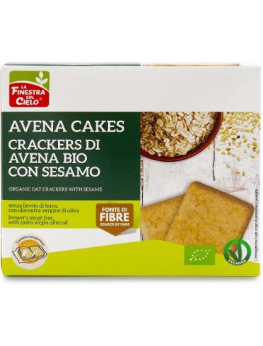 Avenacakes crackers di avena con sesamo bio vegan senza lievito di birra con olio extravergine di oliva 250 g