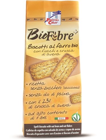 Fsc biofibre+ biscotti al farro con fiocchi e crusca d'avenabio vegan senza latte e ad alto contenuto di fibre con oliodi girasole e senza olio di palma 250 g