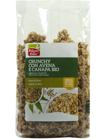 Fsc crunchy con avena e canapa bio ad alto contenuto di fibra con olio di girasole e senza olio di palma 375 g