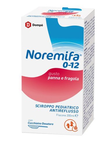 Noremifa - sciroppo pediatrico per il trattamento di reflusso e acidità gusto panna e fragola - 200 ml