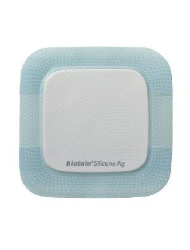 Medicazione in schiuma di poliuretano biatain silicone ag con strato adesivo rilascio di argento 10x10 cm 5 pezzi