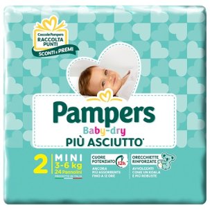 Pampers Baby Dry - Pannolini Downcount Mini Taglia 2 - 24 Pezzi 