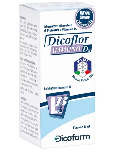Dicoflor immuno d3 - integratore di probiotici e vitamina d3 - 8 ml