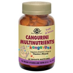 Solgar Cangurini Multinutrients - Integratore Multivitaminico per Bambini Gusto Frutti Tropicali - 60 Compresse