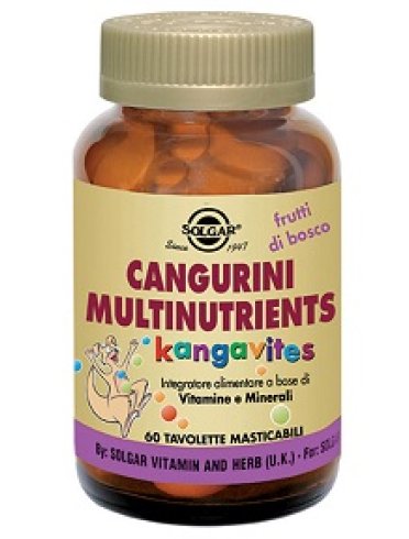 Solgar cangurini multinutrients - integratore multivitaminico per bambini gusto frutti tropicali - 60 compresse