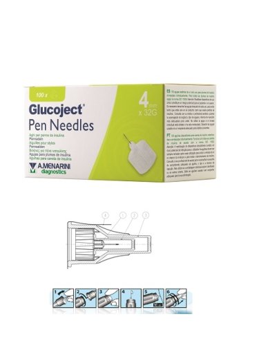 Ago per penna da insulina glucoject lunghezza 4 mm gauge 32100 pezzi