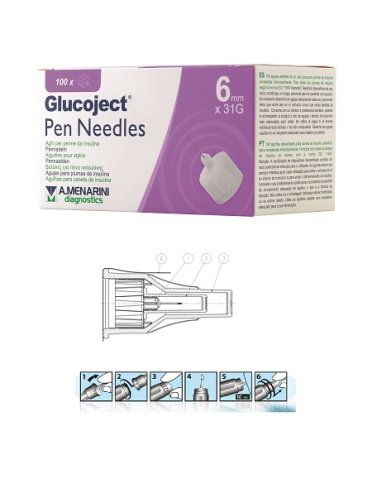 Ago per penna da insulina glucoject lunghezza 6 mm gauge 31100 pezzi