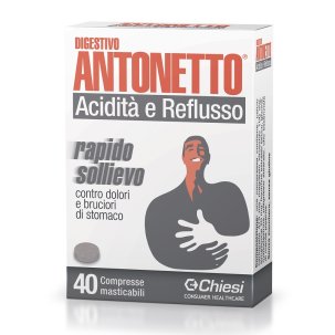 Digestivo Antonetto - Dispositivo per il Trattamento di Acidità e Reflusso - 40 Compresse Masticabili