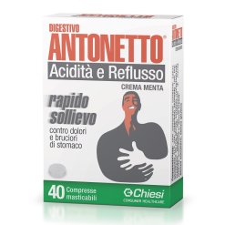 Digestivo Antonetto Menta Rimedio per Acidità e Reflusso 40 Compresse