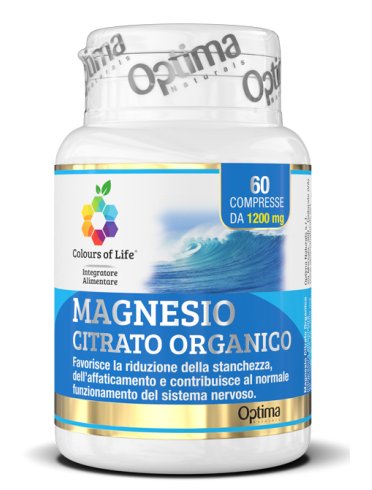 Colours of life magnesio citrato organico - integratore per stanchezza e affaticamento - 60 compresse