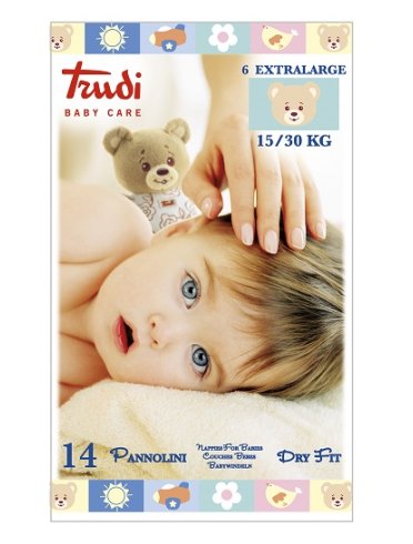 Trudi baby care pannolino dry fit xl 15/30 kg 14 pezzi