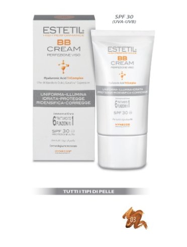 Estetil bb cream - crema viso colorata uniformante con protezione solare alta spf 30 - colore n.03 - 30 ml