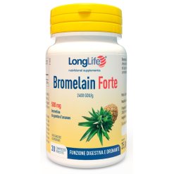 LongLife Bromelain Forte 500 mg - Integratore Digestivo e Drenante - 30 Compresse