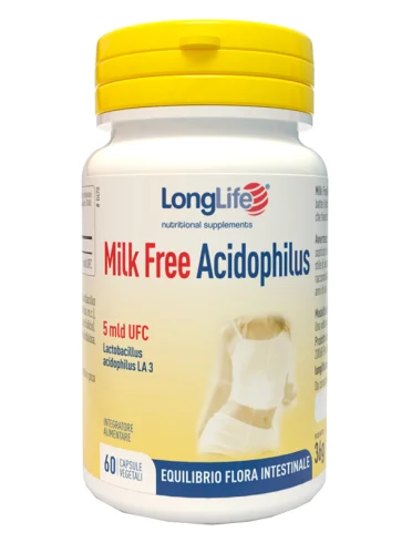 Longlife milk free acidophilus - integratore di fermenti lattici - 60 capsule vegetali Longlife milk free acidophilus - integratore di fermenti lattici - 60 capsule vegetali