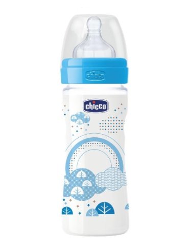 Chicco biberon well being in polipropilene boy da 250 ml medium silicone ita