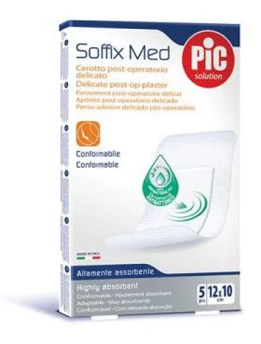 Cerotto pic soffix med in tnt con tampone centrale assorbente sterile monouso 10x12 cm antibatterico 5 pezzi Cerotto pic soffix med in tnt con tampone centrale assorbente sterile monouso 10x12 cm antibatterico 5 pezzi