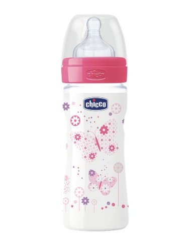 Chicco biberon well being in polipropilene girl da 250 ml medium silicone ita