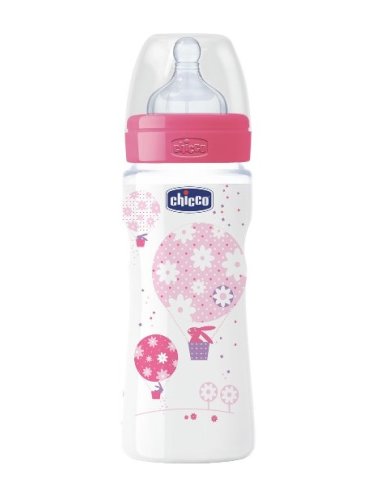 Chicco biberon well being in polipropilene girl da 330 ml fast silicone ita