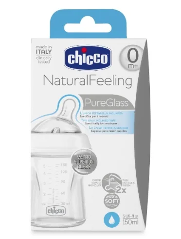 Chicco biberon naturalfeeling vetro 0m+ 150 ml Chicco biberon naturalfeeling vetro 0m+ 150 ml