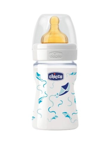 Chicco biberon well being in vetro decorato boy da 150 ml normal lattice