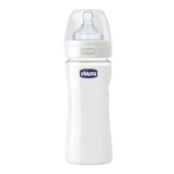 CHICCO BIBERON WELL BEING IN VETRO NON DECORATORATO DA 240 ML NORMAL SILICONE